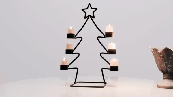 Porta velas Árbol de Navidad Artesanal de Hierro-Decoración navideña elegante